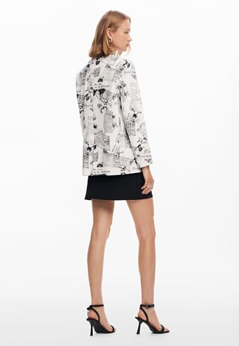 Desigual Women's Straight Blazer With Text And Flowers4