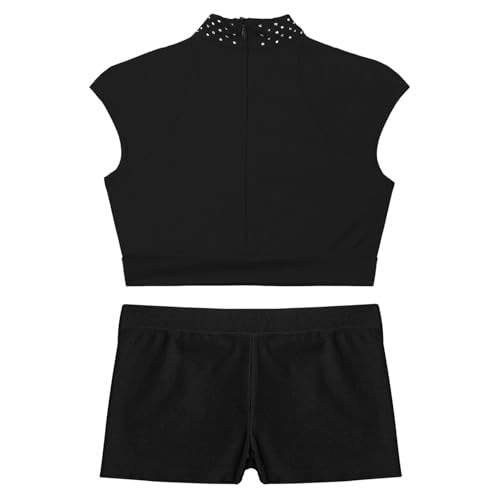 YiZYiF Kids Girls Sport Crop Top with Athletic Shorts Gymnastics Workout Set Yoga Tracksuit Ballet Dance Outfit3