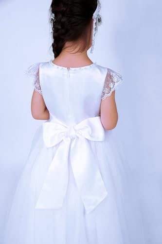 Girl 1st Communion Tulle White Clothes Teens Kid Wedding Pageant Prom Dresses Size 6 7 8 9 10 11 12 13 143