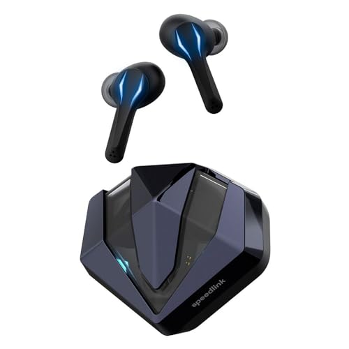 Speedlink VIVAS LED True Wireless In-Ear Headphones: Auriculares inalámbricos con Bluetooth y Estuche de Carga, con iluminación LED, Negros