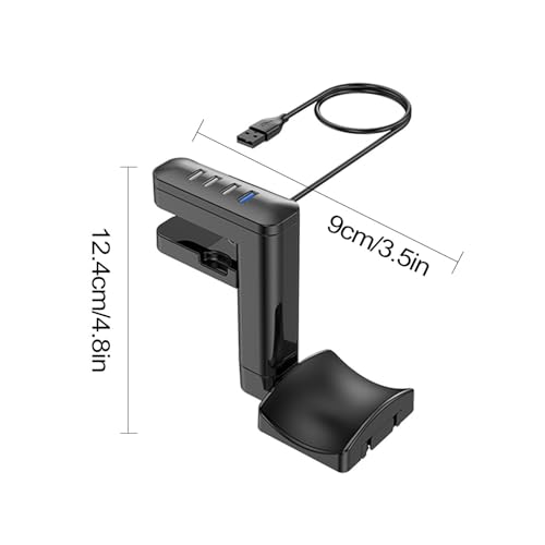 Colgador de auriculares para mesa con abrazadera ajustable y puertos USB 5