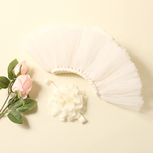 Ylsteed Newborn Girls Photography Prop Infant Tutu Skirt Newborn Lace Tulle Skirt Girl Photo Shoot Outfits Infant Princess Costume Clothes Photo Props-Beige by Ylsteed - Image 4