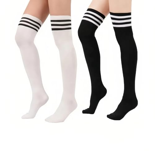 Image of COUVER Over Knee High Socks Women Warm Dress Tube Stocking Cosplay Socks Thigh High Leg Warmer - 6 Pairs