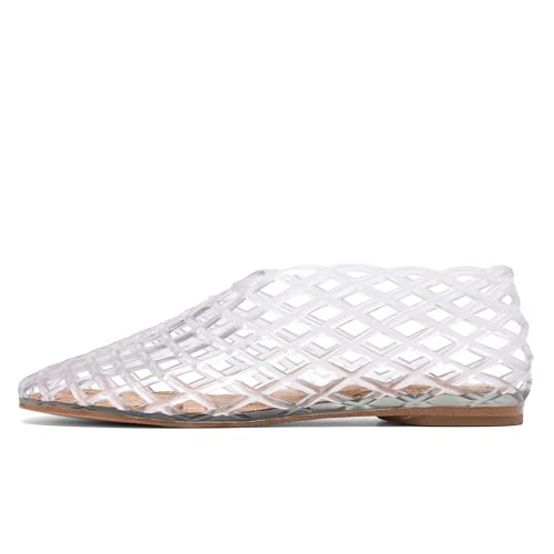 Jelly Mesh Ballet Flats - Comfortable Clear Jelly Shoes, Adult Women's Closed Toe Flats Sandals