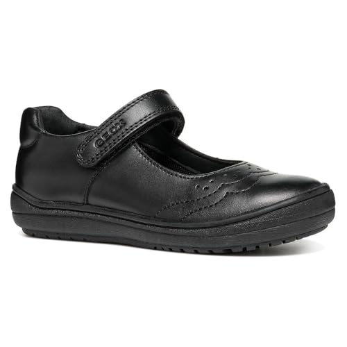 Geox J Hadriel Girl A           : bailarinas planas de piel para niñas en color negro escolar