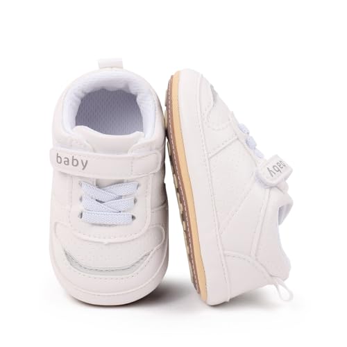 Unisex Baby Boys Girls Rubber Sole Leather Sneakers, Sport Newborn Infant First Walkers Shoes4