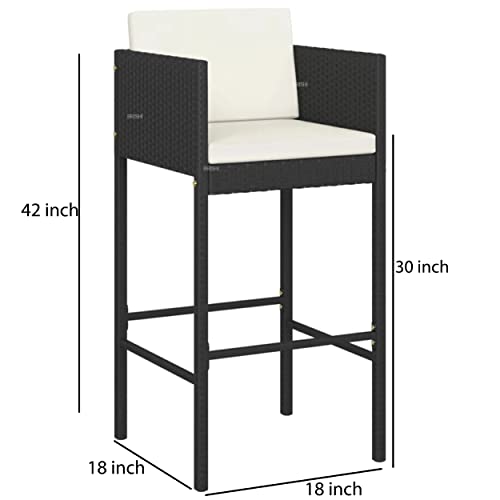 Image of BRISHI Outdoor Bar Set Garden Patio Bar Set 1+2 2 Chairs and Table Set Balcony Bar Table with Stool Set (Black)