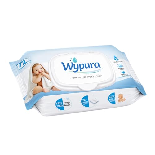 Image of Paraben Free Baby Wet Wipes with Lid | 72 Wipes | Extra Thick Soft Cleansing Wipes | Aloe Vera and Vitamin E | Gentle, pH Balanced, Rash Protection (Pack of 1)