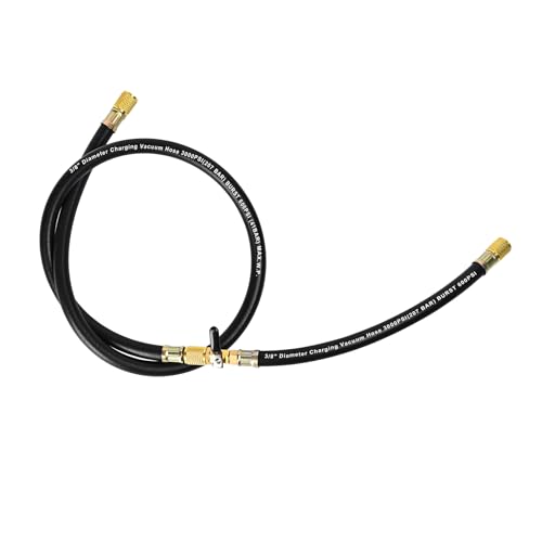 Image of 26060 Plus II 3 /8 inch HVAC Vacuum Hose with Straight Fittings and Valve, 5FT | Heavy Duty Charge Hose, Working Pressure: 600 Psi, Burst Pressure: 3000 Psi. For R134A, R410A, and Common Refrigerants