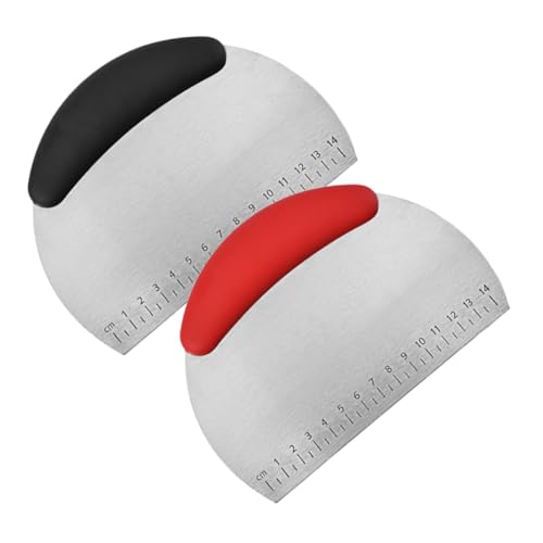KICHOUSE 2pcs Stainless Steel Chopper with Measurement Scale Pastry Scraper for Baking and Cooking for Cutting Chopping Veggies and Scraping Baking
