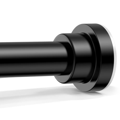 QINGYUN Shower Curtain Rod 31-76 Inch 7/8Diameter Adjustable Spring Tension Curtain Rod No Drill Matte Black Shower Tension Rod for Bathroom Room Divider Window Anti-Rust Non-Slip 1-Pack