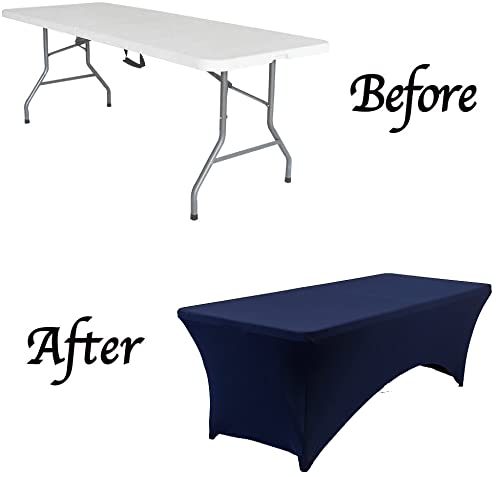2 Pack 4FT Navy Blue Spandex Tablecloth Stretch Fitted Table