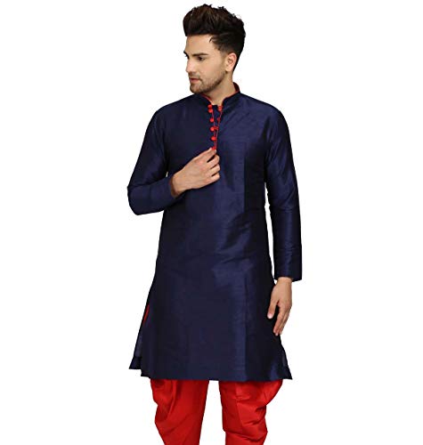 Image of Men's Ethnic Silk Loop Button Kurta