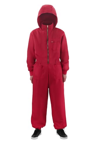 ReliBeauty Gamer Kostüm Jumpsuit Herren Damen, Rot,38-40