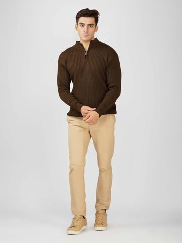 Image of LOQUE Men's Wool Blend Selection Sweater Half Zip High Neck Pullover Warm Casual Winter Wear for Office and Travel