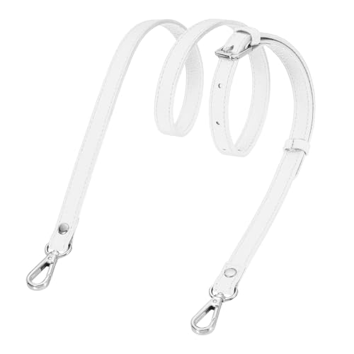 Image of sourcing map Genuine Leather Purse Strap, 41.7"-51.2" Adjustable Crossbody Replacement Straps 0.7" Width for Women Handbags Shoulder Bag (White, Silver Buckle)