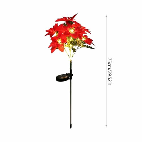 Lovskoo Solar Lights Outdoor Red Poinsettia Solar Christmas Garden Lights | Solar Christmas Pathway Stake Lights, Waterproof Outdoor Decorations for Pathway Yard Garden Christmas Decor - image 2