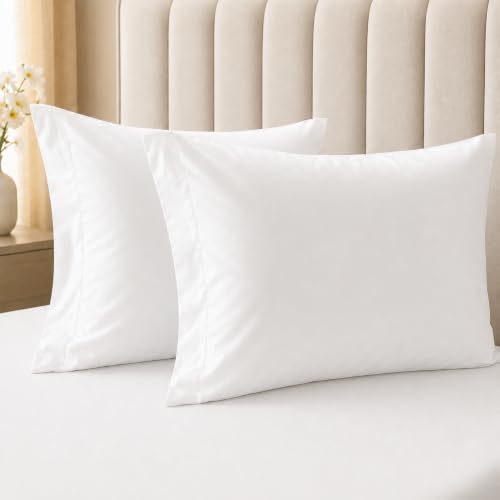 Image of LINENWALAS 100% Cotton 400 TC Large Standard Size Pillow Cover|Long Staple Imported Egyptian Cotton |Cloud-Soft, Breathable & Skin-Safe|Oeko-TEX Certified Bedding (20x30 inch, Set of 2, White)