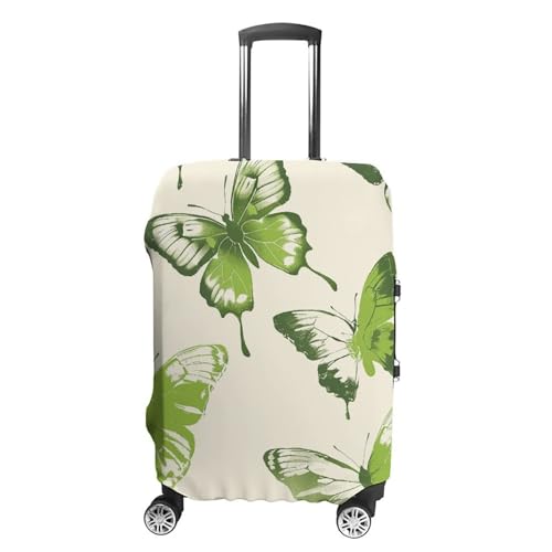 Lime Green Butterfly Luggage Cover Washable Elastic Suitcase Cover, Anti Scratch Personalized Suitcase Protectors, Fashion Baggage Covers For Travel
