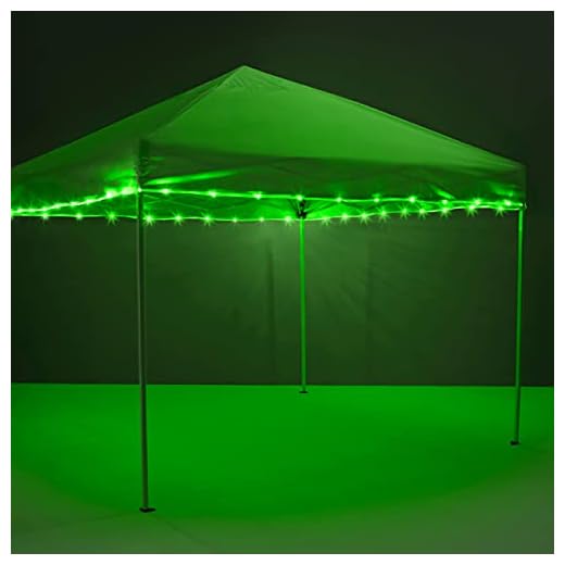 CanopyBrightz LED Canopy Lights, Green - Outdoor Canopy Tent Lights for 10'x10' Tents - Instant Pop Up Canopy Lights - Tailgate Tent Light - 40-Foot LED Light for Camping Tailgating Trade Shows & More