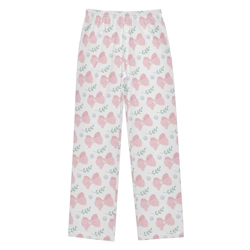 Boys' Pants Cute Pink Bow Bead Long Bottoms Jogger Pants Elastic Waist Trousers with Pockets S-XL