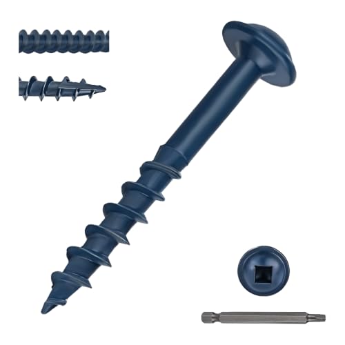 Pocket Hole Screws 1-1/4 Inch, Goobetter Pocket Screws #8 x 1-1/4" 600 Pcs for Exterior, Washer Head with Square Drive, Coarse Thread, Blue Coated, Self Tapping, 100MM Drive Bit Included miniatura 1