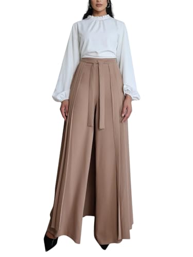 MADEPANTS Women's Wide Leg Pants with a Matching Pleated Overskirt at  Amazon Women's Clothing store