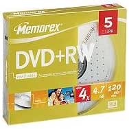 Memorex DVD+RW 4.7GB 4X 5PK Slim Jewel Case