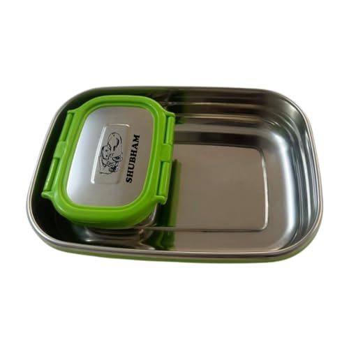 Image of Namoh Customization Personalized | Tiffin Customized Lunch Box | Personalized Lunch Box with Bottle with Name and Cartoon | Customized Tiffin with Bottle Leak Proof. (Parrot Green)