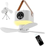 Portable Camping Ceiling Fan, LED Hanging Tent Fan With Remote&Timer, 7200mAh Rechargeable Battery&Storage Bag, 360° Adjustable Head, 4 Speeds&Brightness for Tent,Camping,RV,Travel,BBQ,Fishing