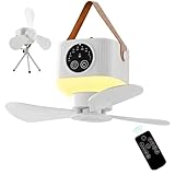 Liomus Portable Camping Fan with Lights,LED Hanging Ceiling Fan With Remote&Timer, 9.25" Wireless Rechargeable Tent Fan,4 Speeds&Brightness for Canopy, Beach, RV, Car, Camper,Outdoor,Indoor