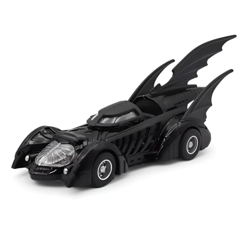 Image of 1:36 Scale Metal Diecast Car - Alloy Toy with Light & Sound, Pull-Back Superhero Vehicle for Kids & Collectors (1 Pc, Black, Random Design as per Stock)