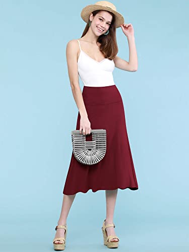 Image of FRAULEIN Women's Midi Skirt Wide High Waist Vintage A-Line Flared and Swingy Skirt