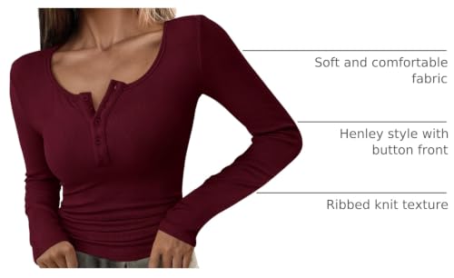 Image of PRETTYGARDEN Women's Fall Long Sleeve Henley T Shirts