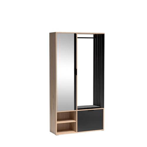 MINIO go for it - Meuble D'entrée avec Miroir et Coussin D'assise 100 cm de Large, Vestiaire D'entrée Milo, Porte Manteau avec Rangement Chaussures, Meuble...