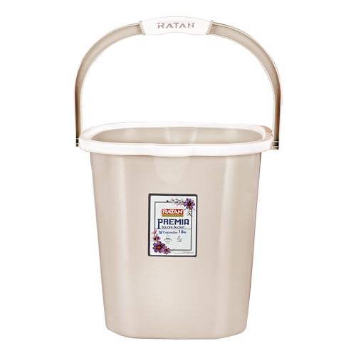 Image of RATAN PLASTICWARE Premia Bucket (18L X 1) - Desert Rose|Light Weight and Easy to Carry|Perfect for Use in Bathrooms, Kitchen & Wet Utility Areas