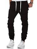 Amaci&Sons Herren Stretch Jogger Basic Chino Jeans Hose Cargo 7002 Schwarz W34