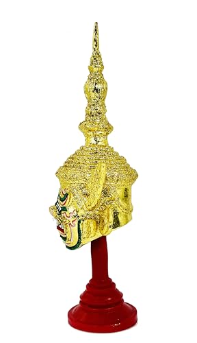Figura Decorativa Máscara Ravana Thai Dorada 7x4x3 pulg miniatura 3