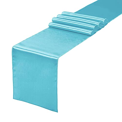 Satin Table Runner 1 Pack 11.8 x 108 inches, Table Runners fit Rectange and Round Table for Wedding, Birthday Parties, Banquets,Graduations Decorations (Tiffany Blue, 1Piece)