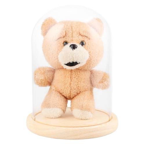 AKOLAFE Campana de cristal con base de madera, 21 cm de alto, cúpula de cristal, decoración de 17 cm de diámetro, campana de cristal transparente, decoración para muñecas, velas, coleccionables