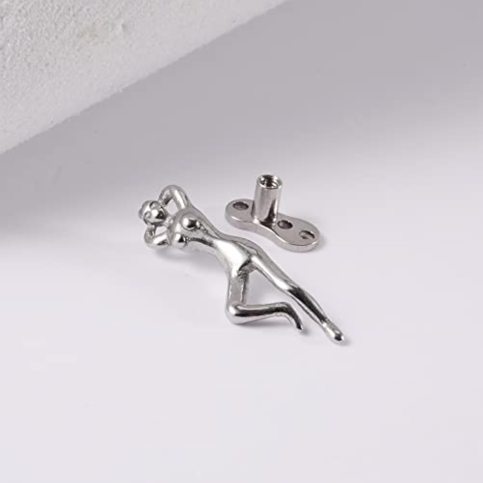 Silver Color Lady Shape Dermal Piercing Tops and Bases, Stainless Steel
