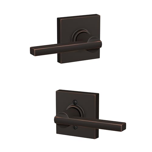 Image of Schlage Latitude Hall /Closet Passage Door Handle, Reversible, Aged Bronze | Hall or closet lever door handle with no lock, Easy to install, Certified durability, Universal fit
