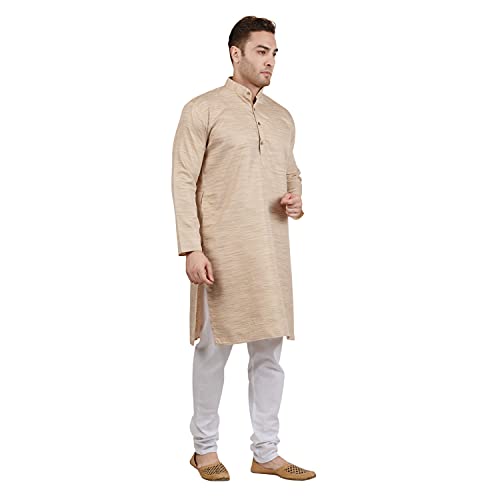 Image of LUCKWIN Handloom Blend Kurta Pyjama Set for Men, Full-Sleeve, Mandarin Collared Neck, Ideal for Every Occasion, Cotton Made, Lightweight and Comfortable