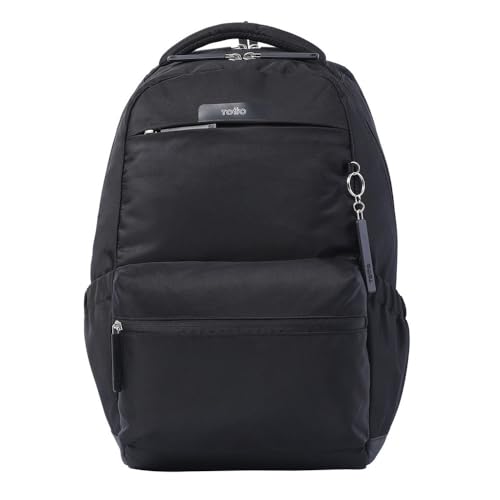 Totto - Zaino per Laptop 16 pollici, Modello Comfort, Capacità 24 L, 2 Scomparti, Tasche Borraccia, Tracolla Valigia, Schienale ergonomico, Colore Nero