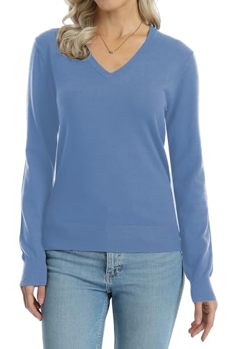 Image of QUALFORT Women's Sweaters Long Sleeve Soft Lightweight Basic Knitted Pullover Sweater