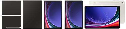 Image of Samsung Galaxy Tab S9 RAM 12 GB, ROM 256 GB, Wi-Fi Tablet, Beige with S9 Screen Protector, Transparent & S9 Book Cover Keyboard, Black & S9 Notepaper Screen, White & S9 Smart Book Cover, Black