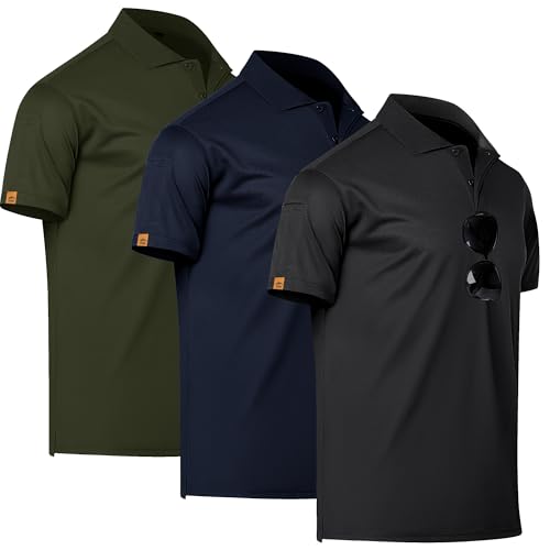 Image of TEZO Polo Shirts for Men Golf Short Sleeve Moisture Wicking Tactical Shirt