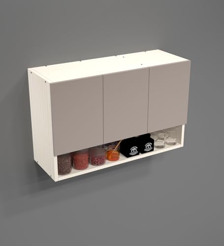 Image of SPECIALITY PANELS 3 Door Wall Cabinet with UV Profile Shutter | Wall Mounted Storage Cabinet for Kitchen Bathroom Living Room | Wooden Wall Cabinet Organizer UV Mocha Finish | DIY Assembly