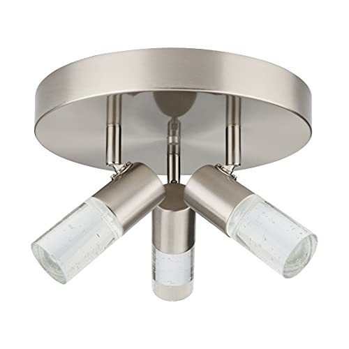 kadision Lámpara de techo con 3 luces de 3 luces, montaje a medio ras 3 cabezales, iluminación LED direccional para vestidor, pasillo, vestíbulo, regulable, 4000 K, 15 W, acabado BN, listado ETL