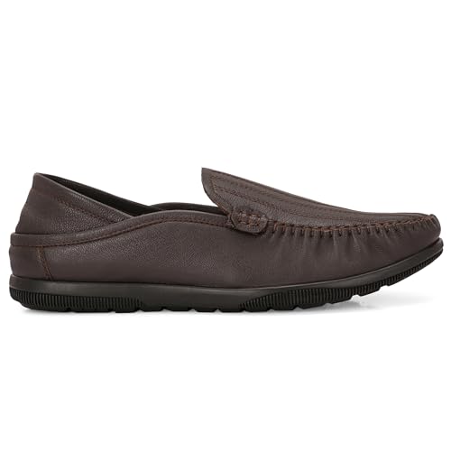 Image of Blue Leather by Centrino Genuine Leather Slip-On Men's Formal Shoe |Stylish with Soft Cushioned Insole |Trendy Non Lace-Up Design |Durable Leather with Anti-Skid Sole | Perfect for Formal Wear (4033)
